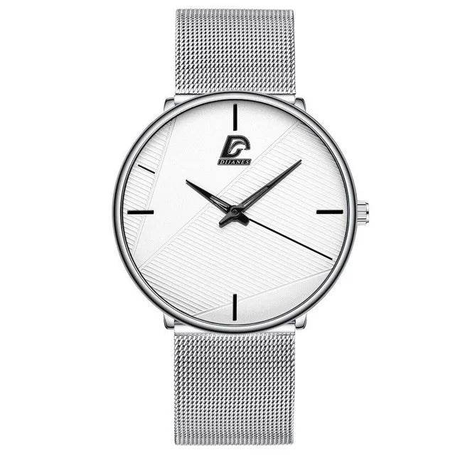 Fashion Mens Minimalist Watches Simple Men Business Ultra Thin Stainless Steel Mesh Belt Quartz Wrist Watch relogio masculino - Zonashopper Express