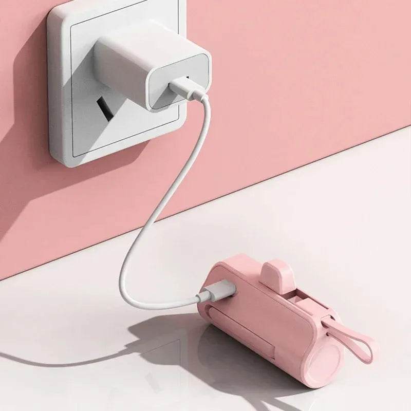 5000mAh Mini Power Bank 2 IN 1 Fast Mobile Phone Charger External Battery Power Bank Plug Play For iPhone and Type-c - Zonashopper Express