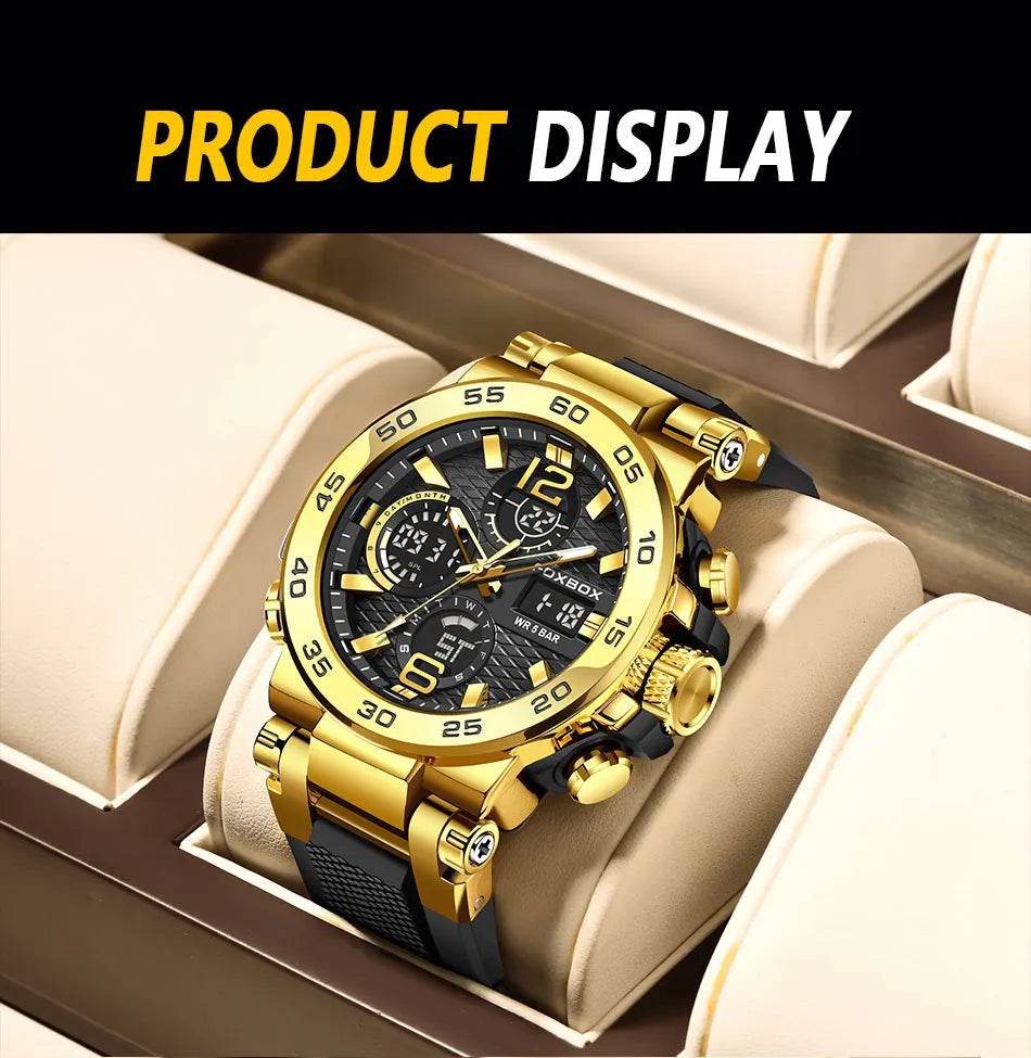 LIGE New Watches For Men 50M Waterproof Clock Alarm reloj hombre LCD Dual Display Wristwatch Quartz Military Sports Mens Watch - Zonashopper Express