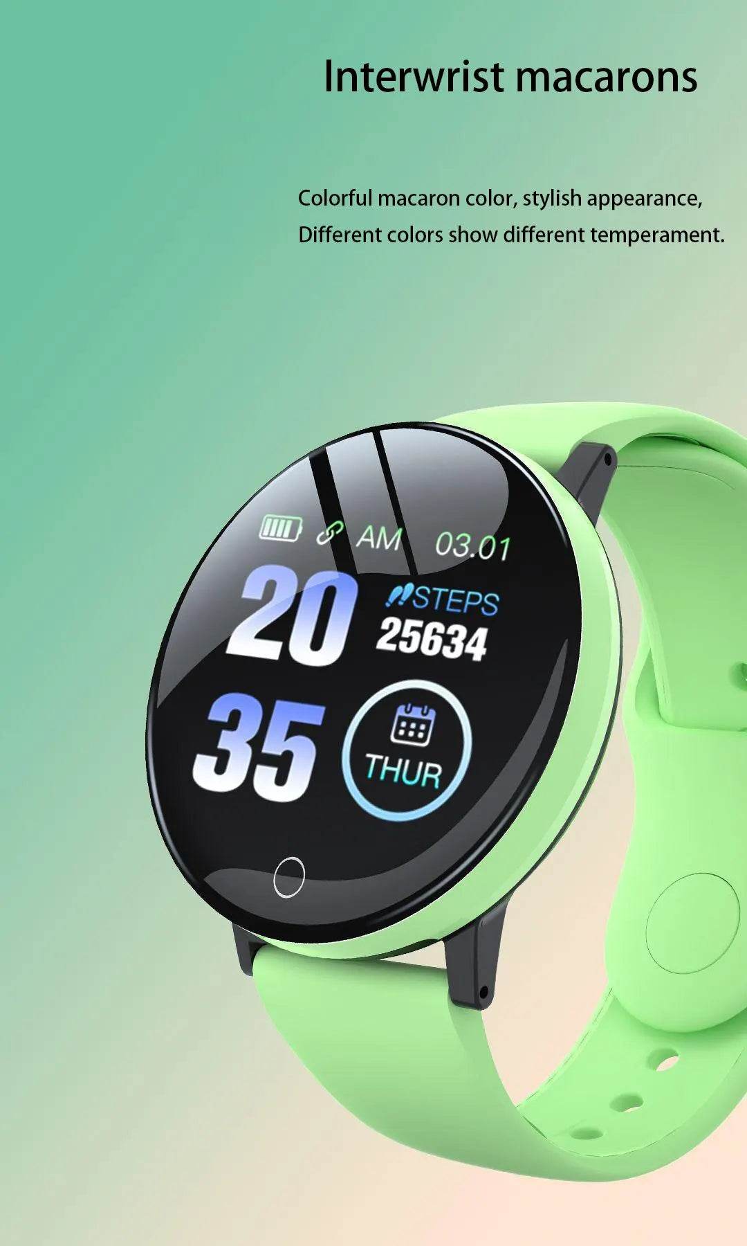 D18 Smart Watch Men Waterproof Smartwatch Women Kids Blood Pressure Monitor Fitness Tracker Watch Macaron Sport Bracelet Watches - Zonashopper Express