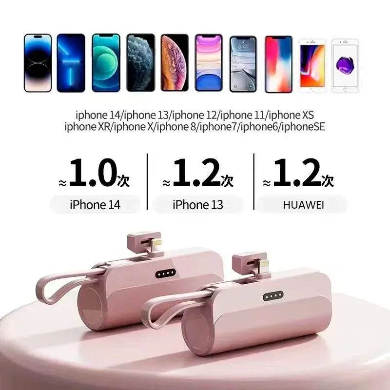 5000mAh Mini Power Bank 2 IN 1 Fast Mobile Phone Charger External Battery Power Bank Plug Play For iPhone and Type-c - Zonashopper Express
