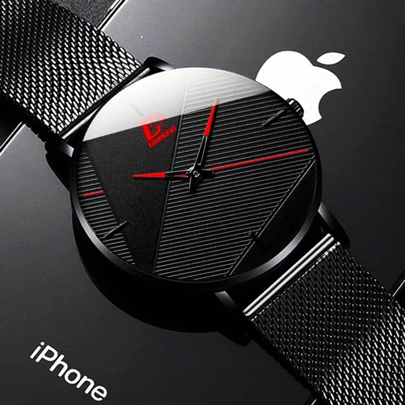 Fashion Mens Minimalist Watches Simple Men Business Ultra Thin Stainless Steel Mesh Belt Quartz Wrist Watch relogio masculino - Zonashopper Express