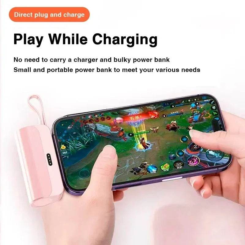 5000mAh Mini Power Bank 2 IN 1 Fast Mobile Phone Charger External Battery Power Bank Plug Play For iPhone and Type-c - Zonashopper Express
