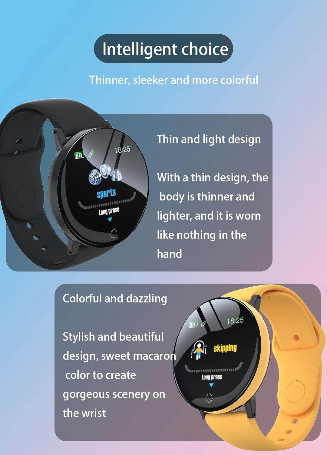 D18 Smart Watch Men Waterproof Smartwatch Women Kids Blood Pressure Monitor Fitness Tracker Watch Macaron Sport Bracelet Watches - Zonashopper Express
