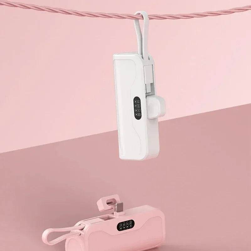 5000mAh Mini Power Bank 2 IN 1 Fast Mobile Phone Charger External Battery Power Bank Plug Play For iPhone and Type-c - Zonashopper Express