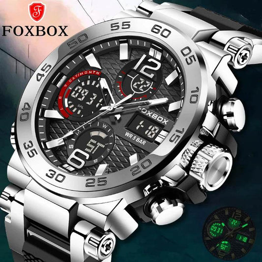 LIGE New Watches For Men 50M Waterproof Clock Alarm reloj hombre LCD Dual Display Wristwatch Quartz Military Sports Mens Watch - Zonashopper Express