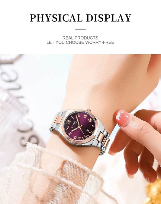 Curren 9095 watches for woman Simple Roman Dial Bracelet Purple Quart Watches for Lady Girl Fashion Brand relojes para damas - Zonashopper Express