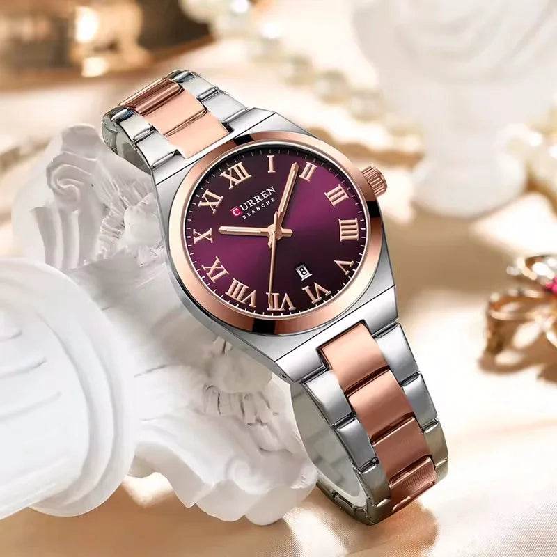 Curren 9095 watches for woman Simple Roman Dial Bracelet Purple Quart Watches for Lady Girl Fashion Brand relojes para damas - Zonashopper Express