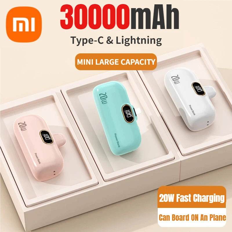 Xiaomi 30000mAh Mini Portable Power Bank 20W Fast Charging Capsual Spare External Battery For Huawei Samsung iPhone Xiaomi - Zonashopper Express
