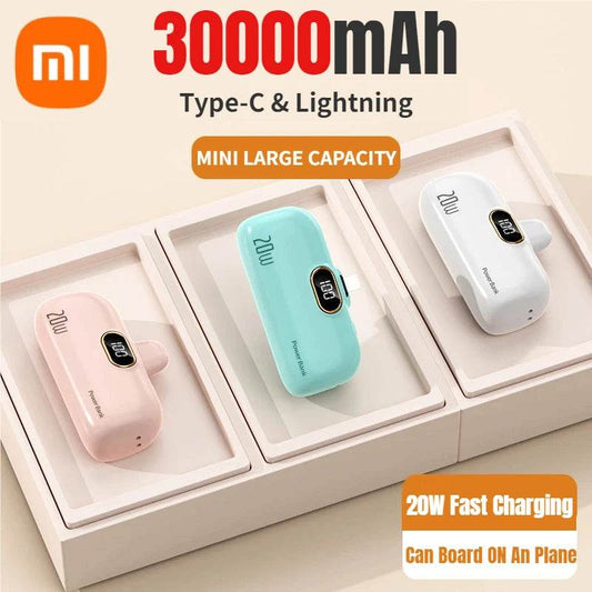Xiaomi 30000mAh Mini Portable Power Bank 20W Fast Charging Capsual Spare External Battery For Huawei Samsung iPhone Xiaomi - Zonashopper Express