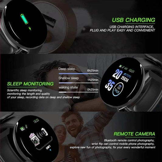 D18 Smart Watch Men Waterproof Smartwatch Women Kids Blood Pressure Monitor Fitness Tracker Watch Macaron Sport Bracelet Watches - Zonashopper Express